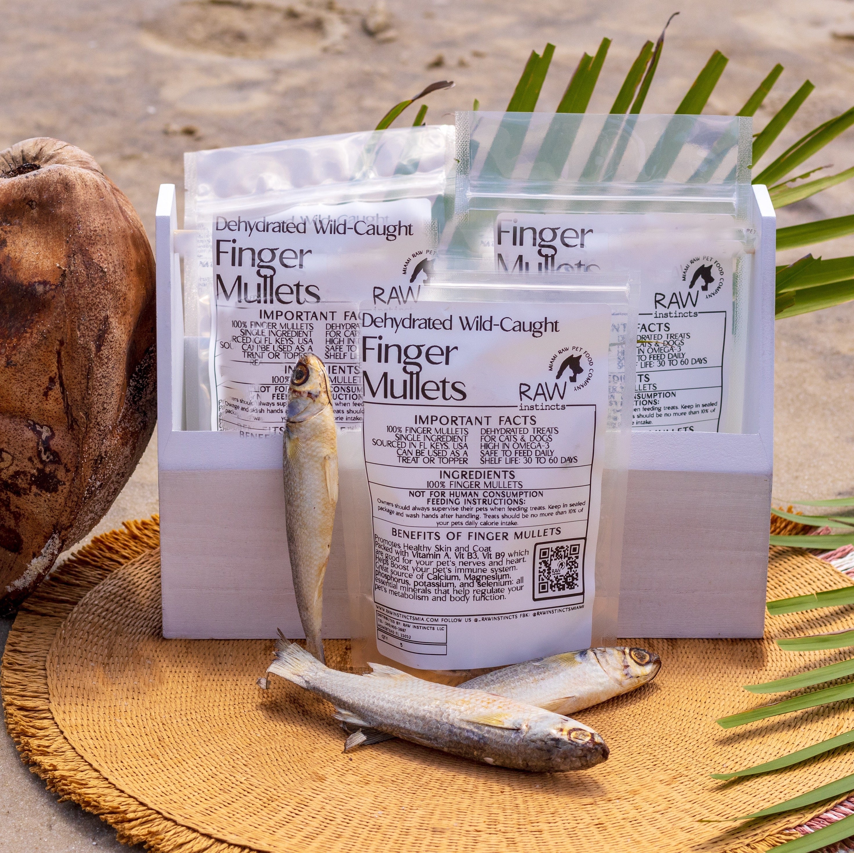 Dehydrated Finger Mullets for Cats & Dogs — 100% Single Ingredient | Raw Instincts | Qty: 5 Fish