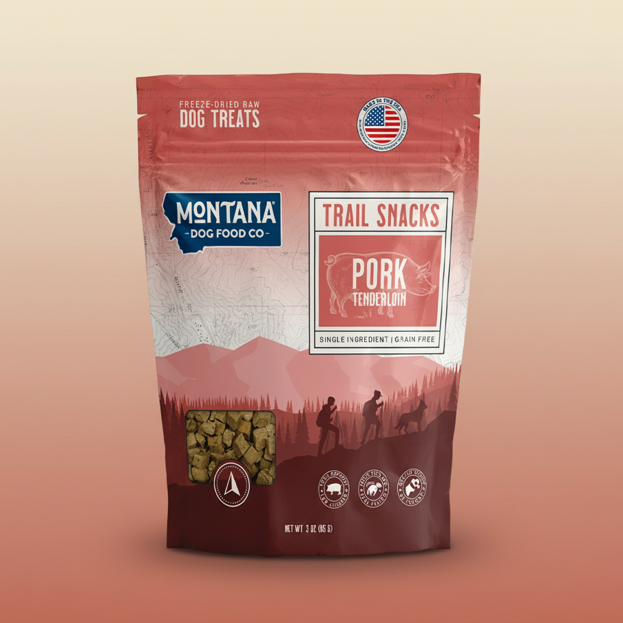 Pork Tenderloin Freeze-dried Raw Trail Snacks (Treats) for Dogs 3oz