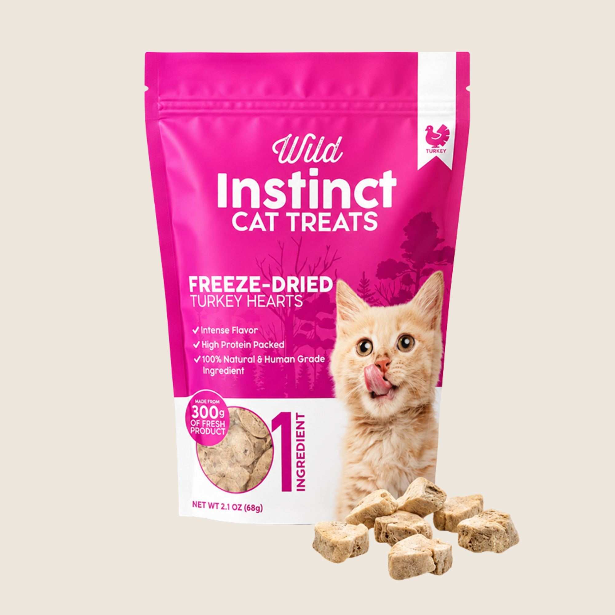 Freeze-Dried Turkey Hearts for Cats